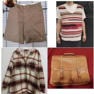 BUNDLE (4 Items): Dickies + Vintage + Flannel + Kenneth Cole Leather laptop case
